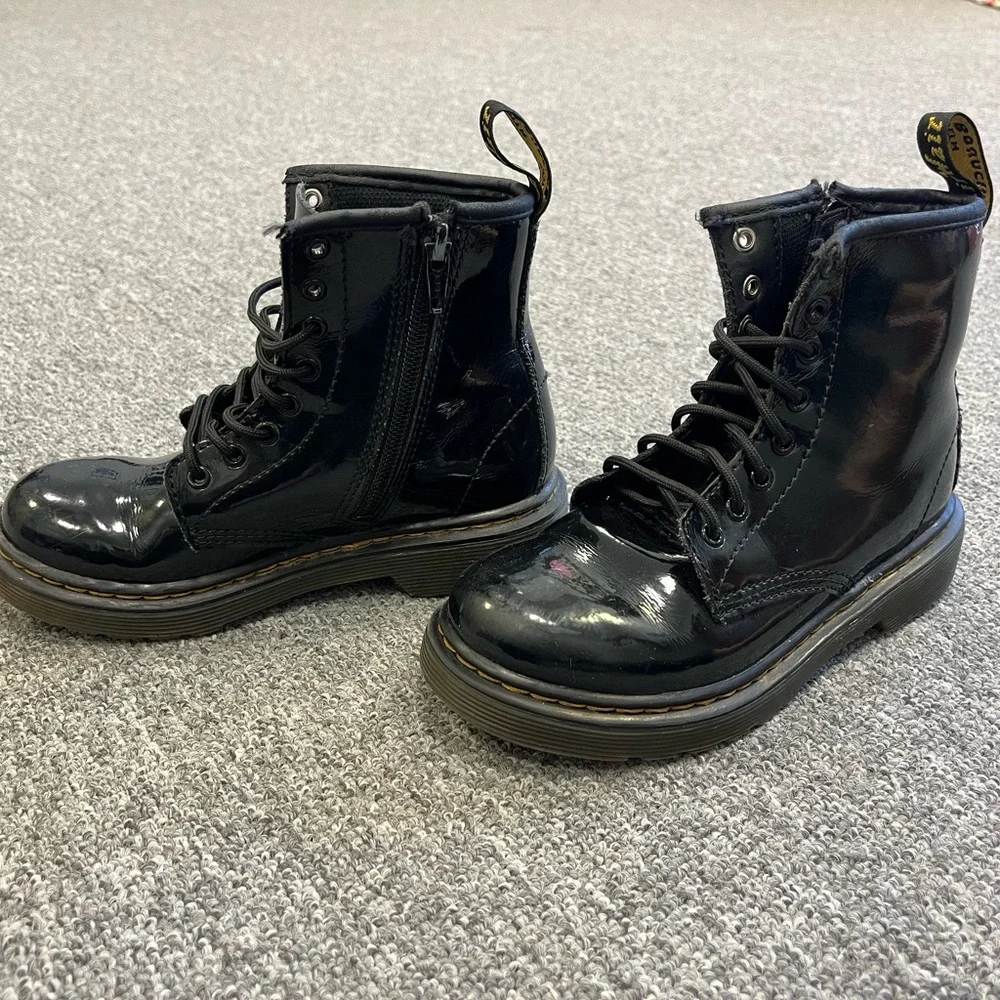 Dr. Martens 1460J Kids Boots Size 13 Black Patent Leather Combat Zip‎ Goth Punk